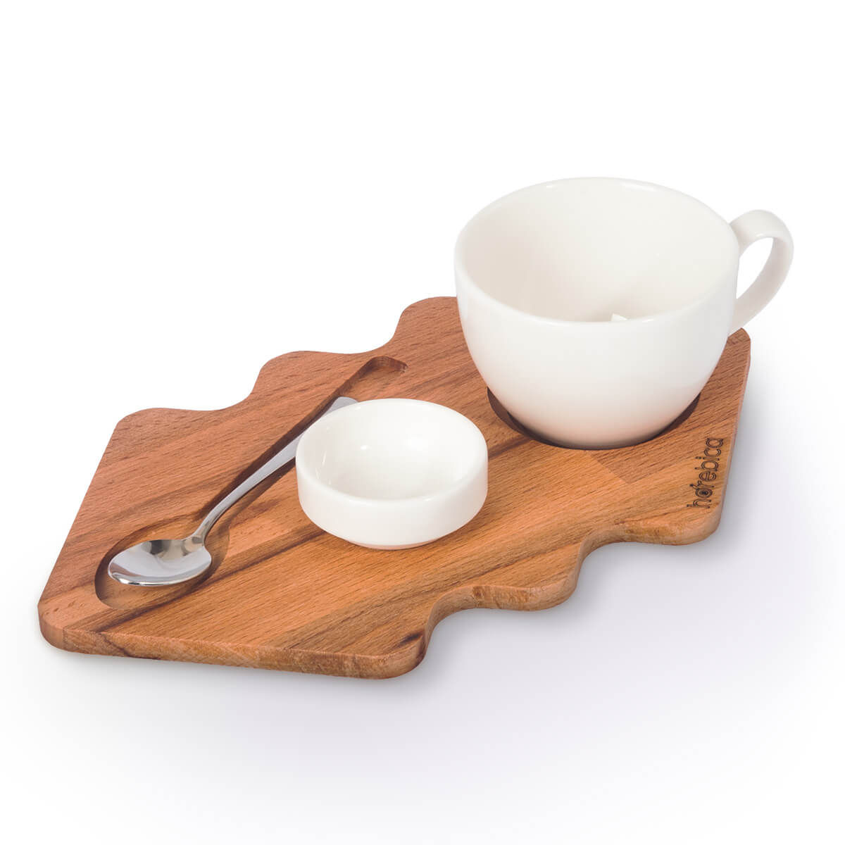 Horebica Dalga Kayın Ağacı Latte Sunum Ahşabı Çay ve Kahve Sunumları