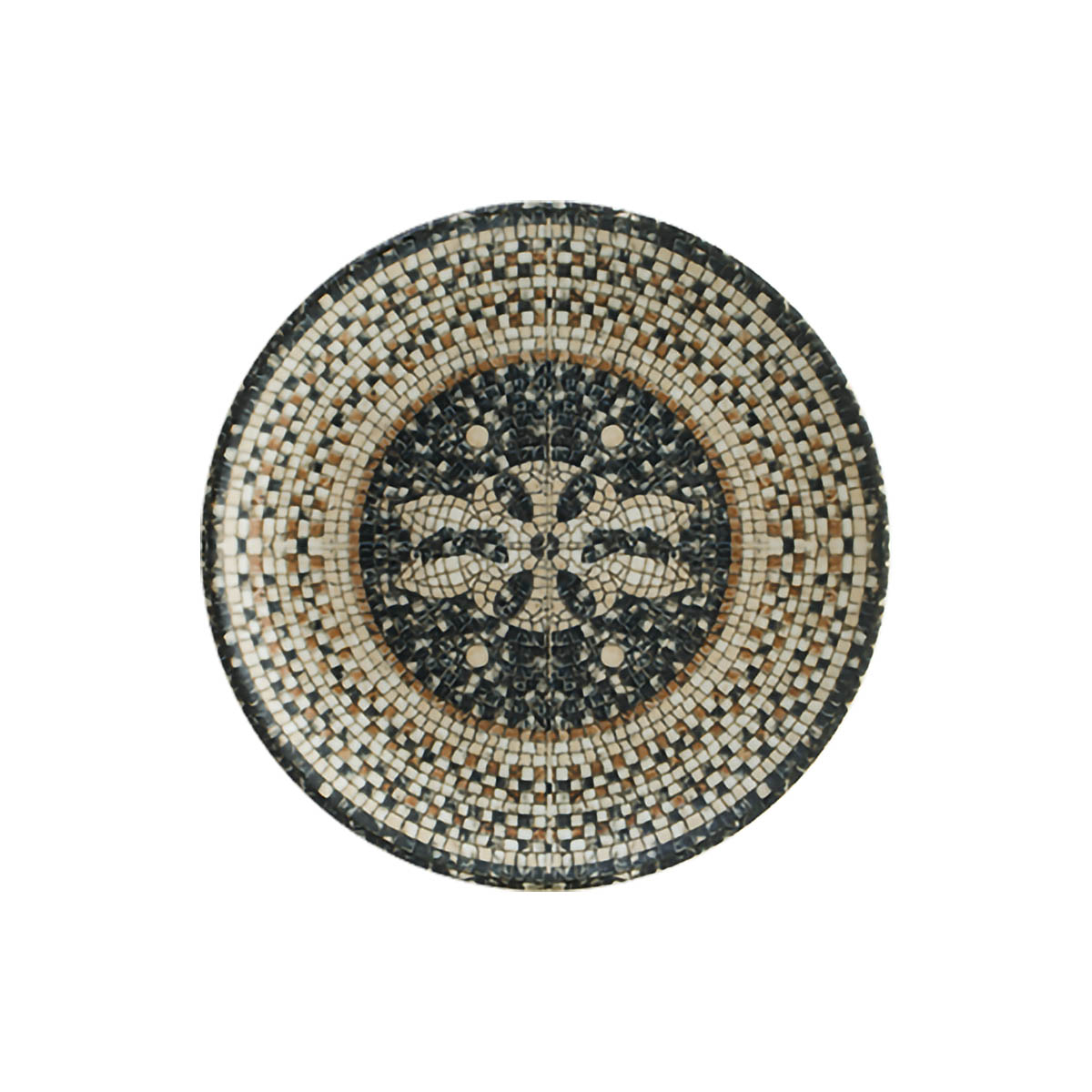 12'li Bonna Porselen Mezopotamya Mozaik Siyah Gourmet Düz Tabak 19 cm - S-MT-MZPMBGRM19DZ BNN S-MT-MZPMBGRM19DZ-ADT12